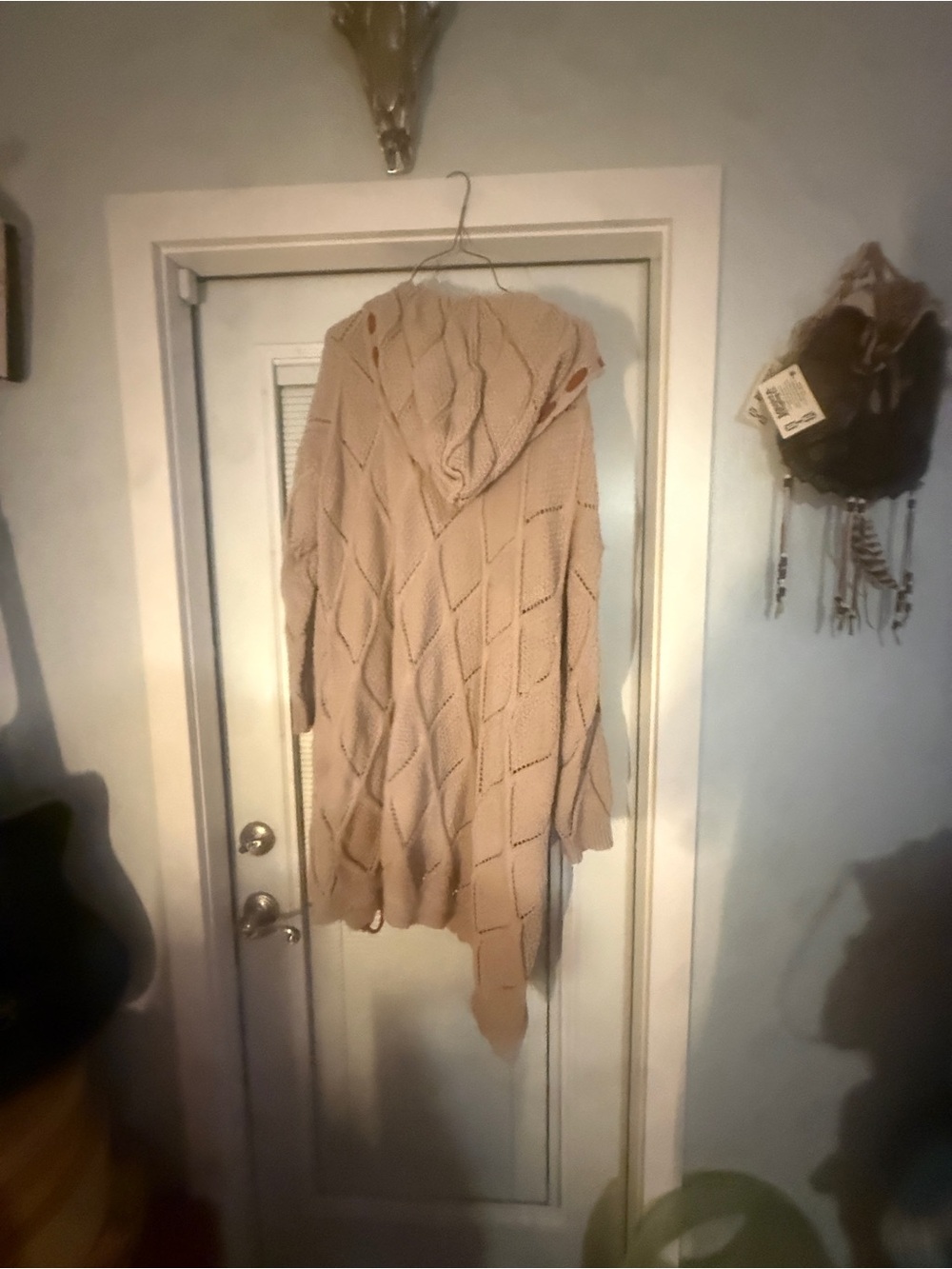 Cozy Hooded Knit Cardigan Sweater - Beige